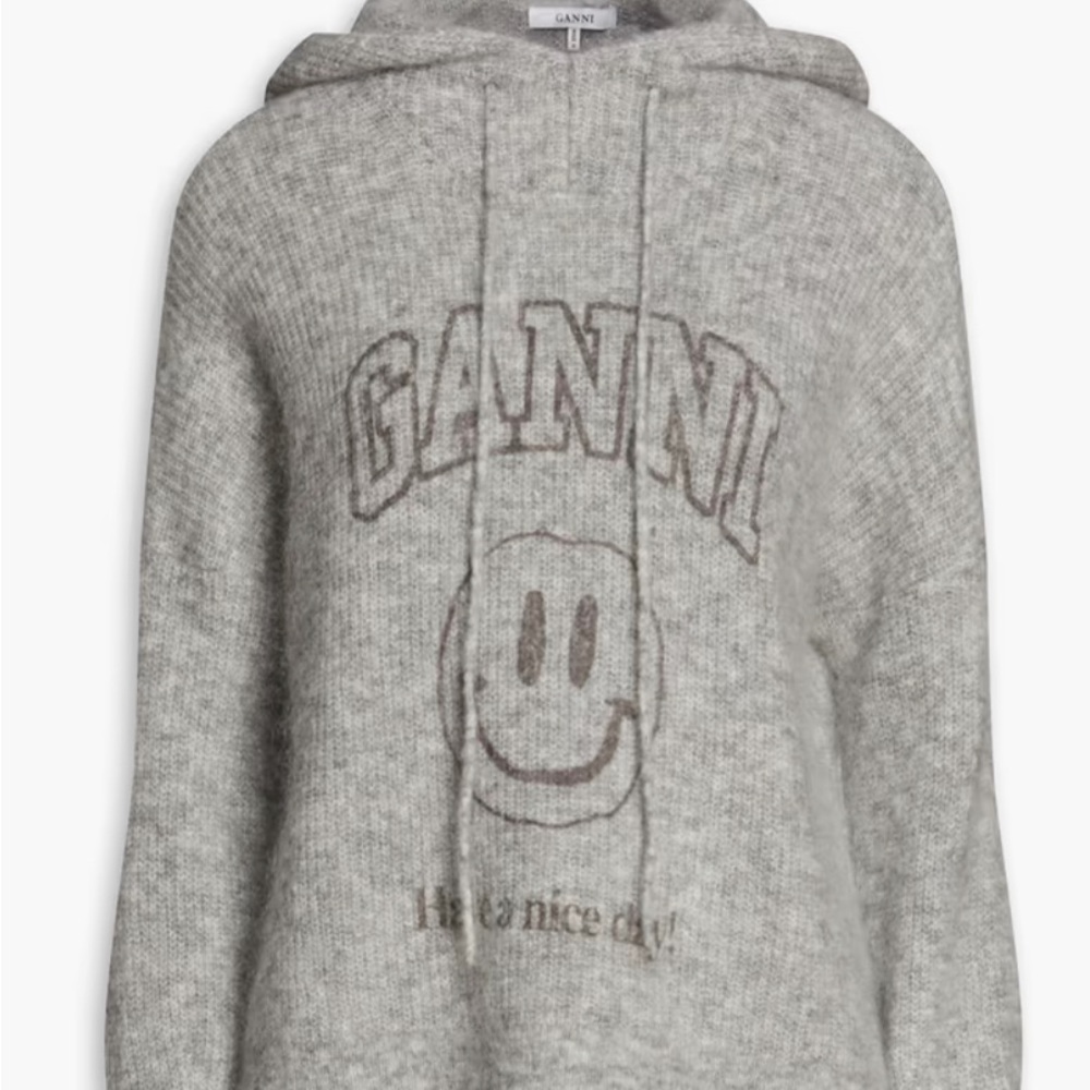 GANNI Mèlange printed knitted hoodie